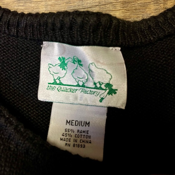 Quacker Factory Black Snowman Sequined Long Sleeve Sweater Womens Size Medium - Picture 4 of 11